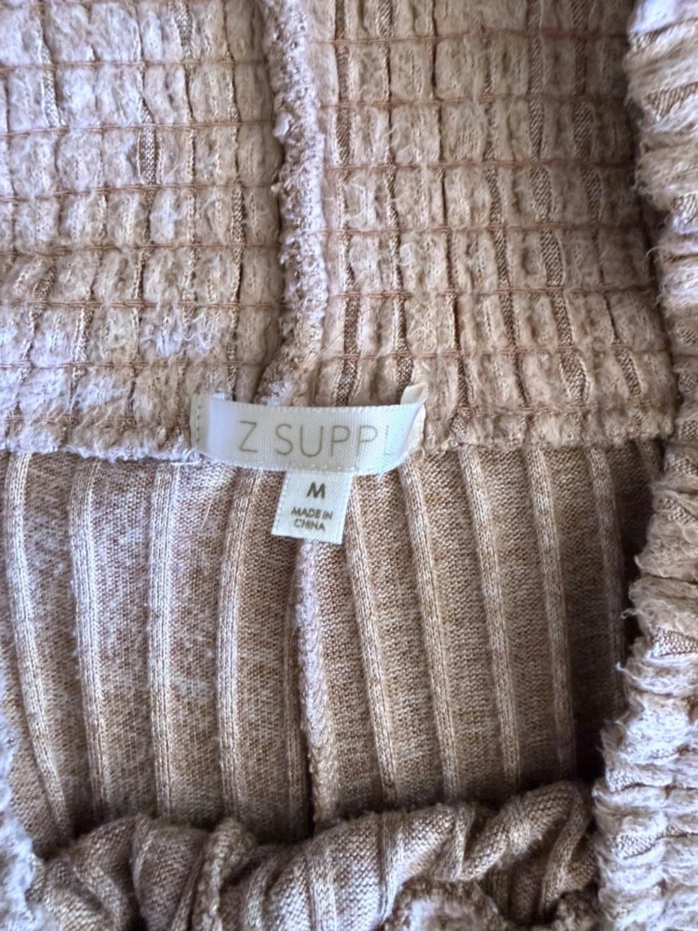 Z Supply Ribbed Lounge Set V-Neck Top & Pants Z Taupe Pink Size M